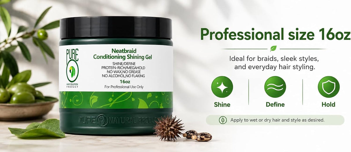 Pure O Neat Braid Gel Neat Braid Conditioning Shining Gel 64oz