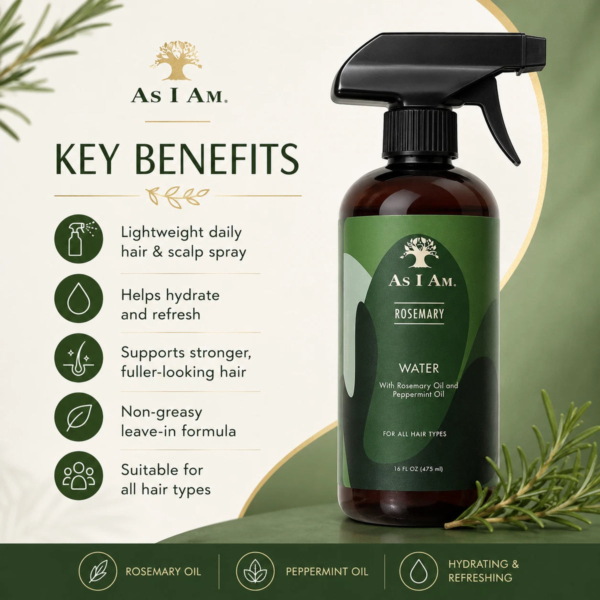 As I Am Rosemary Water 16oz