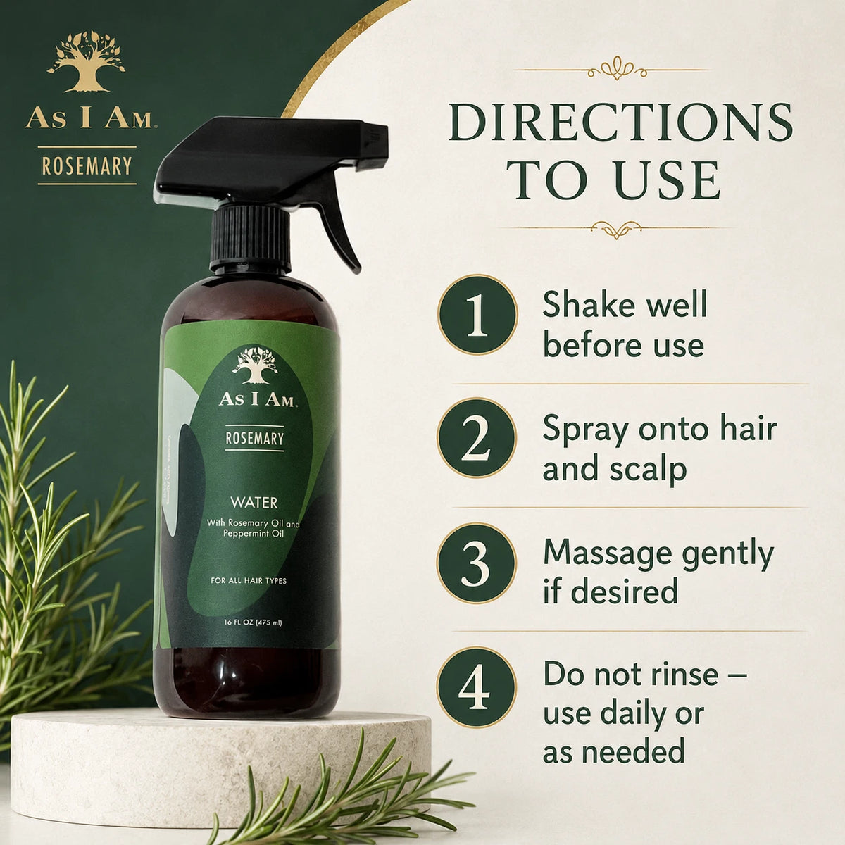 As I Am Rosemary Water 16oz