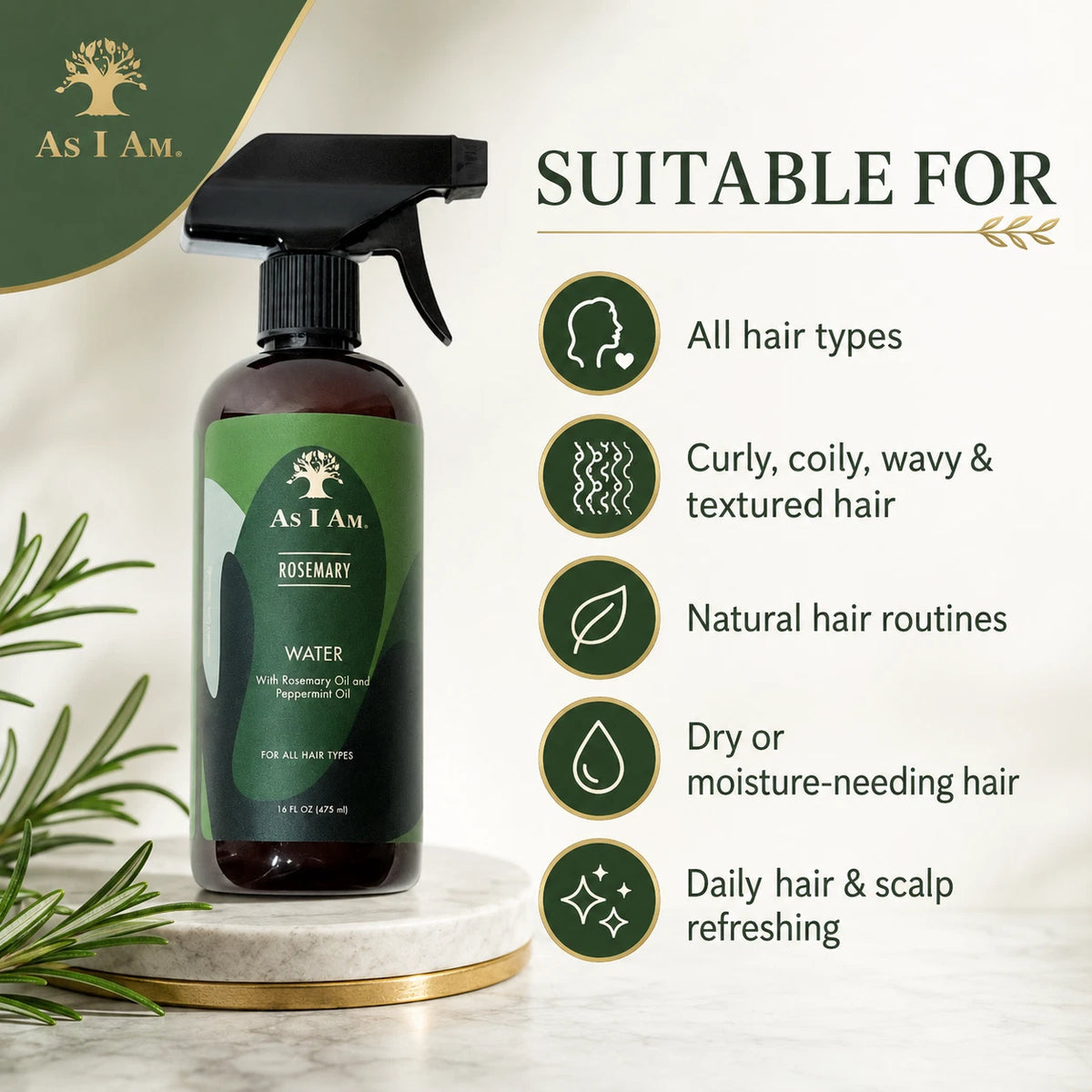 As I Am Rosemary Water 16oz