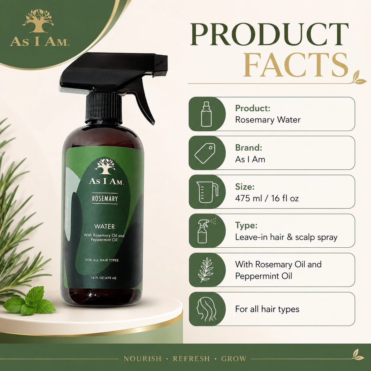 As I Am Rosemary Water 16oz