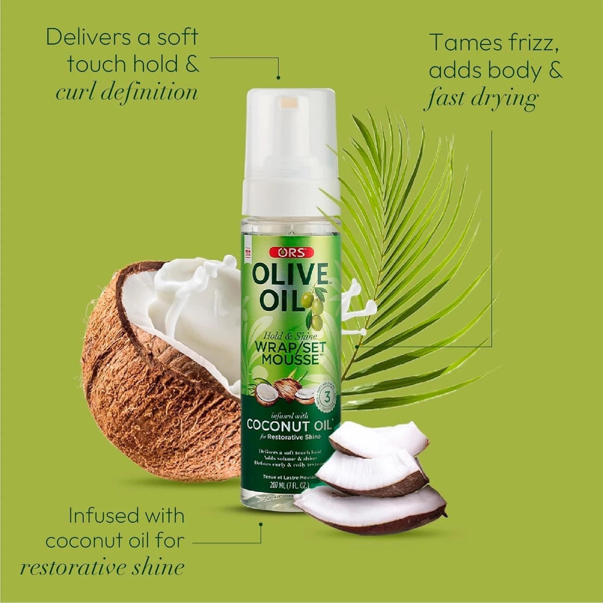 ORS Olive Oil Wrap Set Mousse with Coconut 7oz (New Packaging)