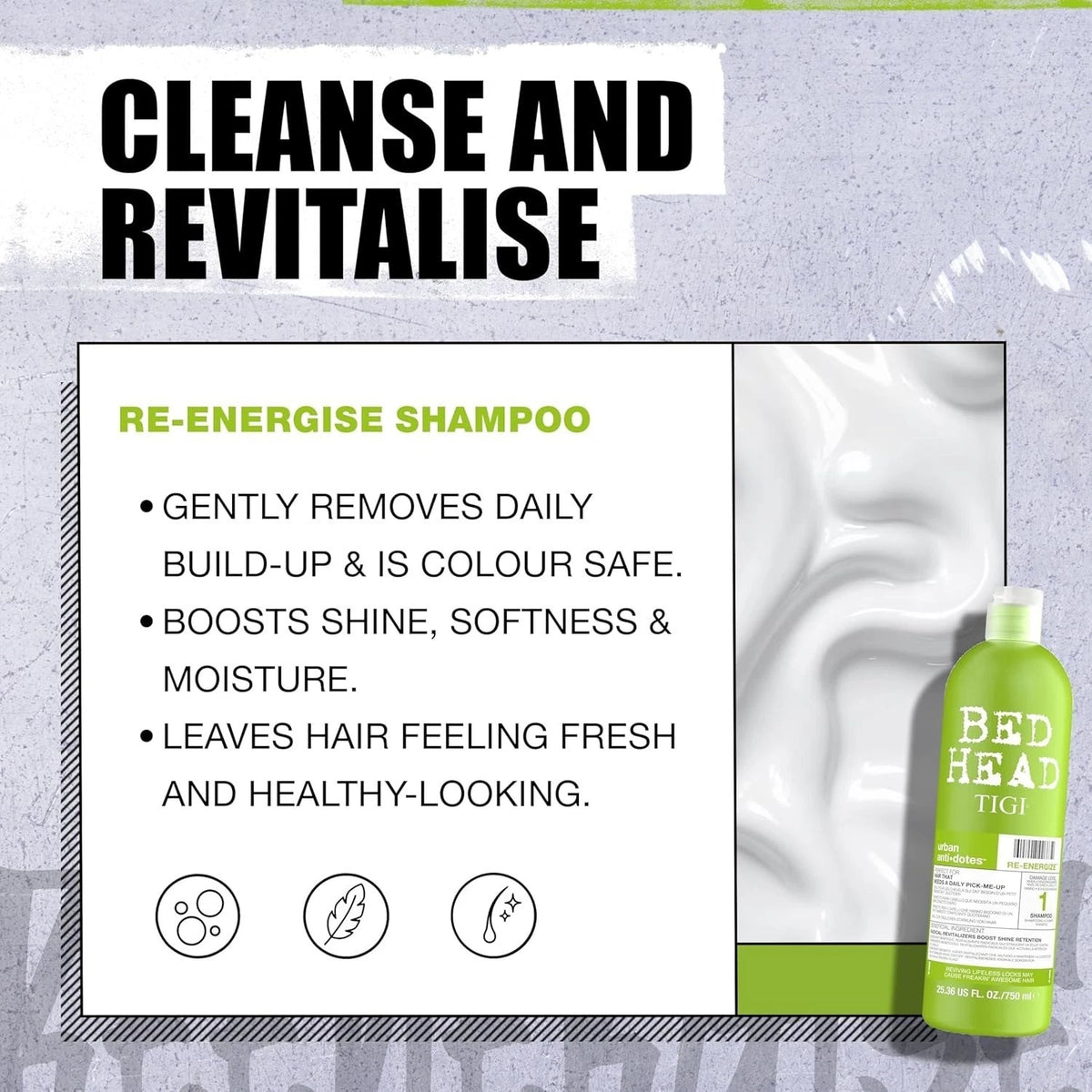TIGI Bed Head Re-Energise Shampoo & Conditioner Set - Green 750ml (Pack of 2)