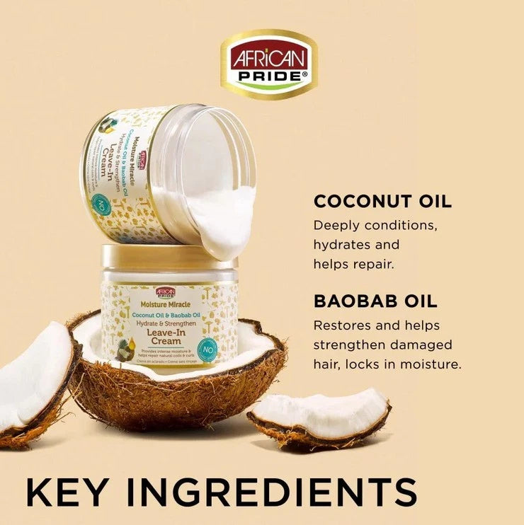 African Pride Moisture Miracle Aloe & Coconut Leave-In Creme 16oz