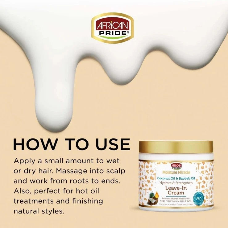 African Pride Moisture Miracle Aloe & Coconut Leave-In Creme 16oz